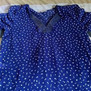 Blue women’s top with hearts